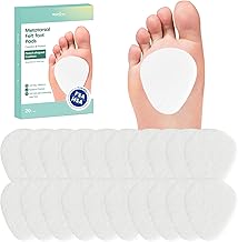Welnove Metatarsal Foot Pads - 20 Pack Ball of Foot Cushion for Women & Men - 1/4" Thick Adhesive Foam Felt Pads for Pain Relief, Forefoot and Sole Support, Metatarsalgia Plantar Fasciitis Neuroma