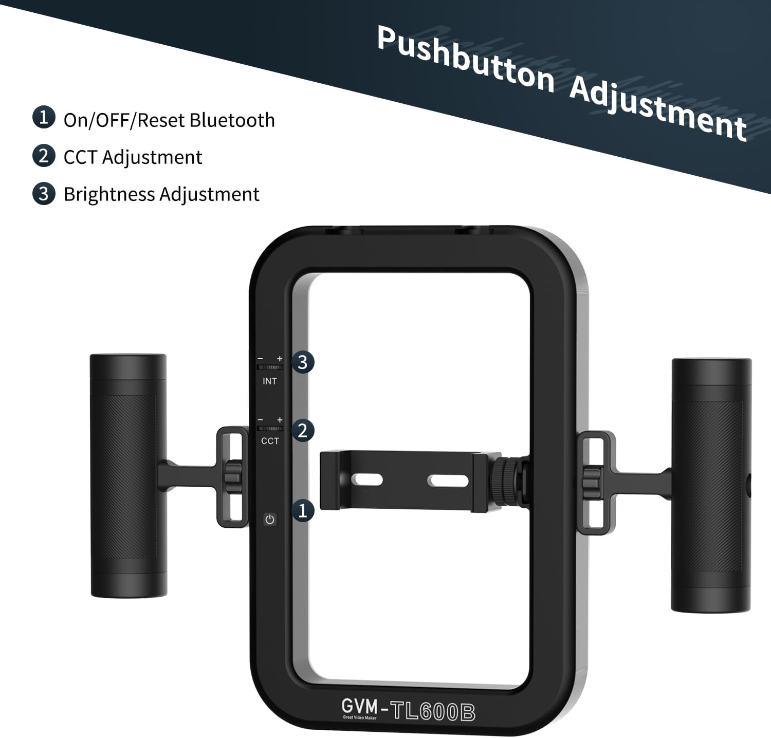 GVM TL600B 2700K~6800K LED Ring Selfie Light, Smartphone Video Rig & Phone Video Stabilizer, Step-Less Dimming Video Light, Bluetooth, App Control