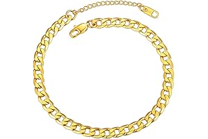 Unisex Cuban Link Gold Chain Anklet Bracelet 4mm, 8 - 11 Inches