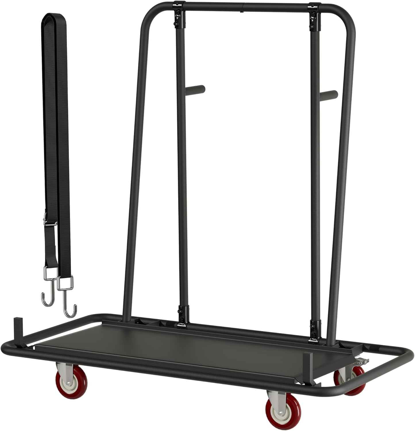 Drywall Cart, 1800 lbs Strength Steel Panel Dolly with Inclined Deck, 4" PU Casters & Adjustable Flaps, Service Cart for Transporting Drywall, Plywood, Lumber