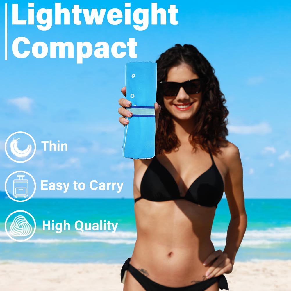 Widdonen Toalla de playa de microfibra ligera y fina, sin arena, de secado rápido, absorbente, compacta, suave, para piscina, natación, viajes, accesorios de playa extragrandes, accesorios de playa