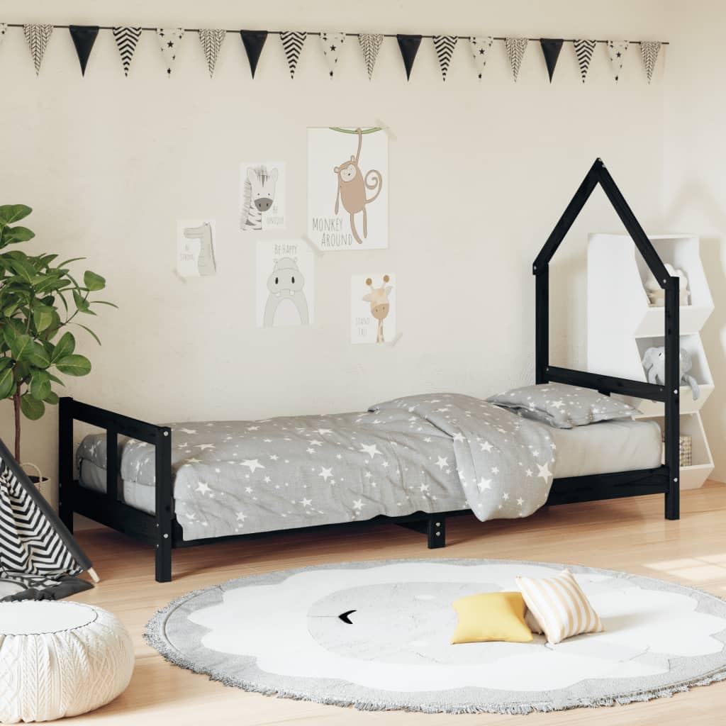 Lettino per bambini in legno di pino massiccio, 80 x 200 cm, con robusta rete a doghe, lettino per bambini per bambini piccoli, lettino sicuro e lettino per bambini per giochi creativi