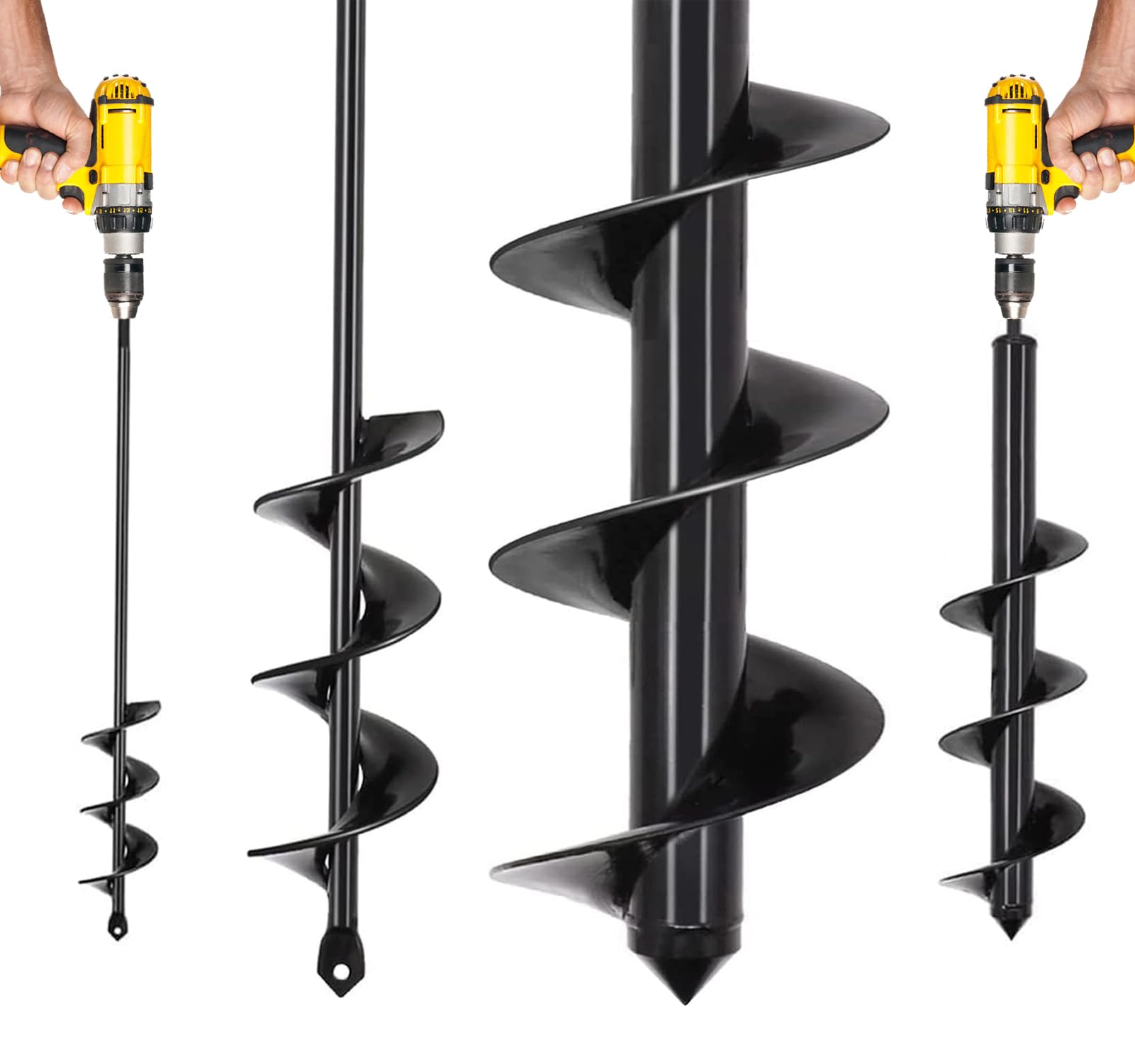Auger Drill Bit for Planting-1.6"x16.5" + 3.5"x16" Plant Auger for Cordless Drill-Garden Tools for Bulbs Planting&Holes Digging - 3/8 Inch Hex Drive Drill