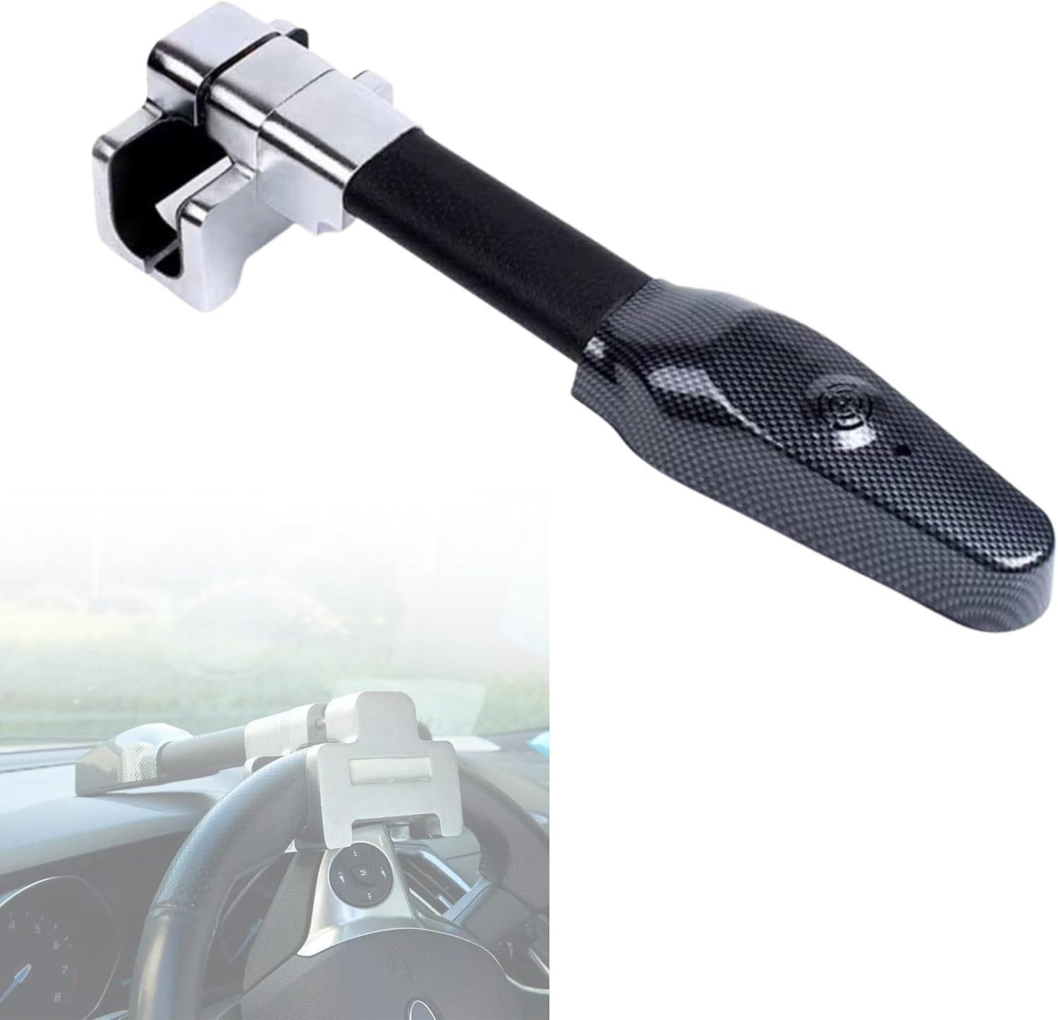 Steering Wheel Lock with Alarm,Heavy Duty Anti-Theft Car Device Car Lock Car Theft Prevention Universal Fit for Vehicle Truck Van SUV Car Security with 2 Keys