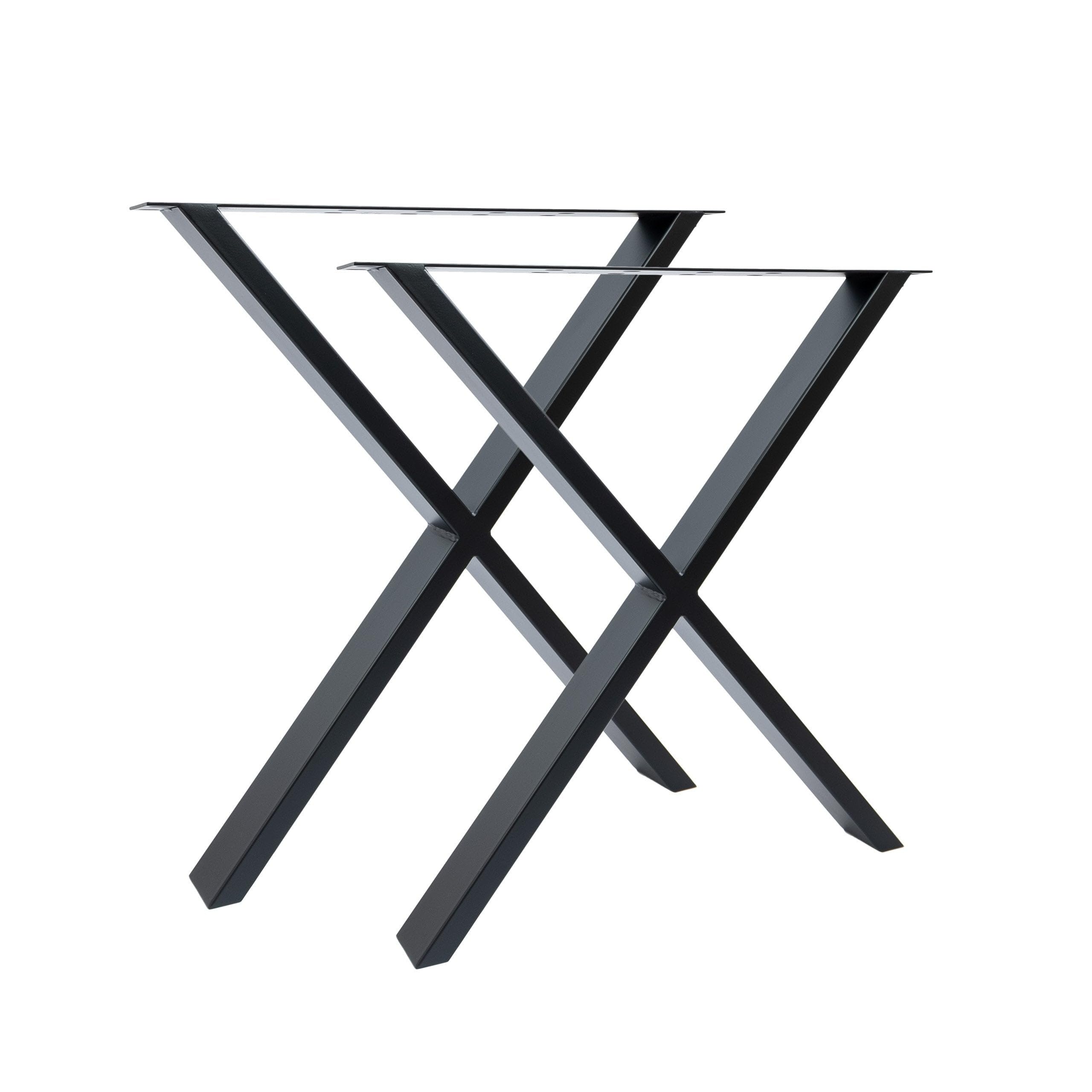 Natural Goods Berlin 2x prowadnice do stołu w kształcie litery X metalowe nogi stołu | stalowa rama stołu | prowadnice do stołu, nogi spinki do włosów W70 x H72cm (stół jadalny/biurko), czarny)