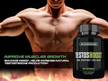 Advanced Formula, TestosBoost Pills, TestoBoost Dietary Supplements, 90 Vegetable Capsules, 1 Month Supply