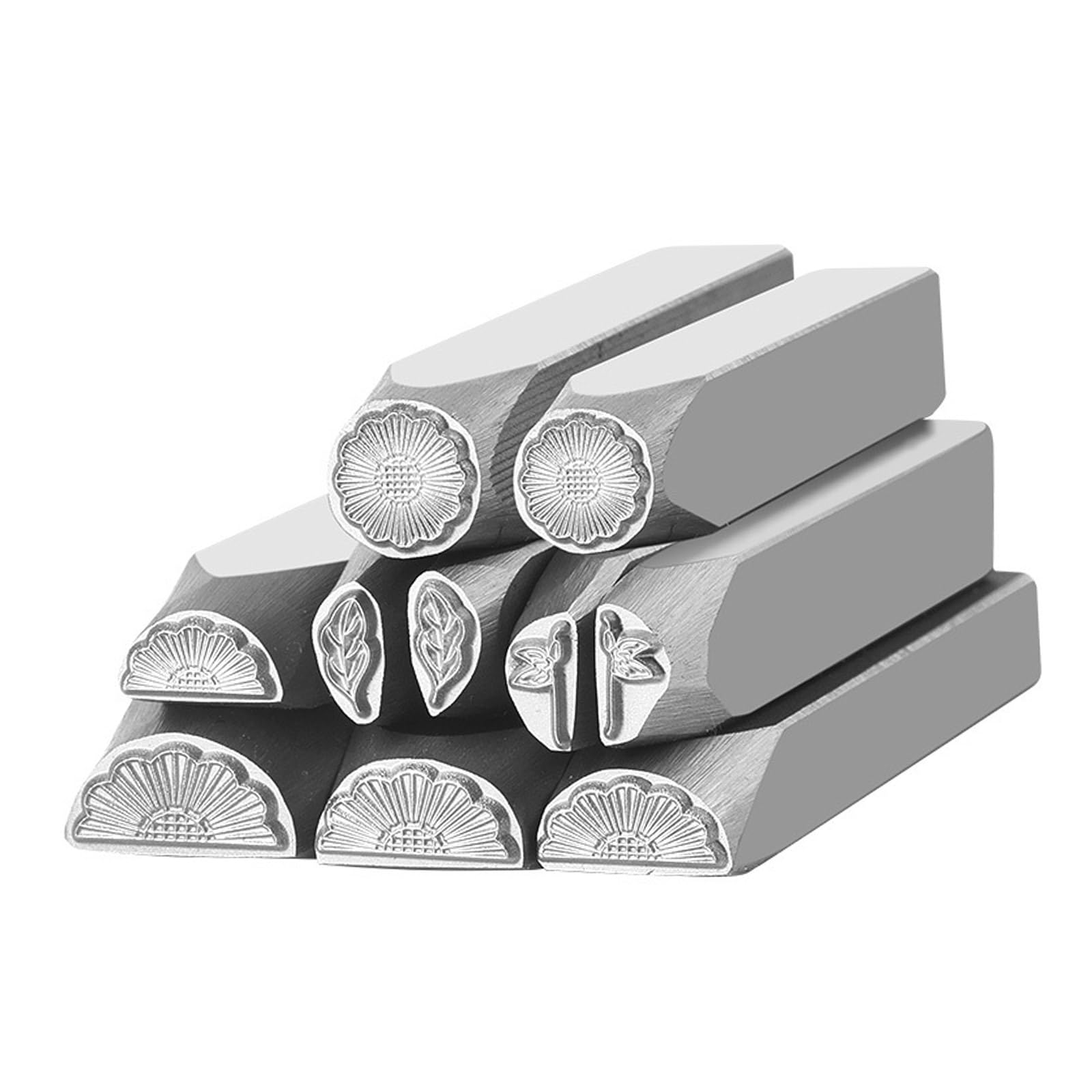 Juego de estampado de acero con 10 sellos de corazón para grabar aluminio