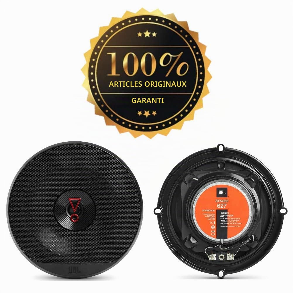 2 Haut-parleurs JBL STAGE3 627 coaxial 2 Voies 6,5" 16,00 cm 160 mm 45 Watt rms 225 Watt impédance Max 3 ohm 92 DB Voiture, la Paire