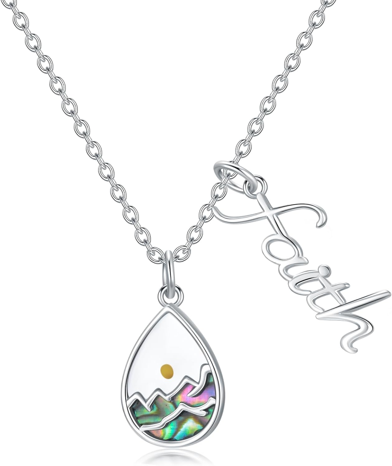 AOBOCO Mustard Seed Necklace Sterling Silver Faith Mountain Religious Necklace Christian Jewelry for Women