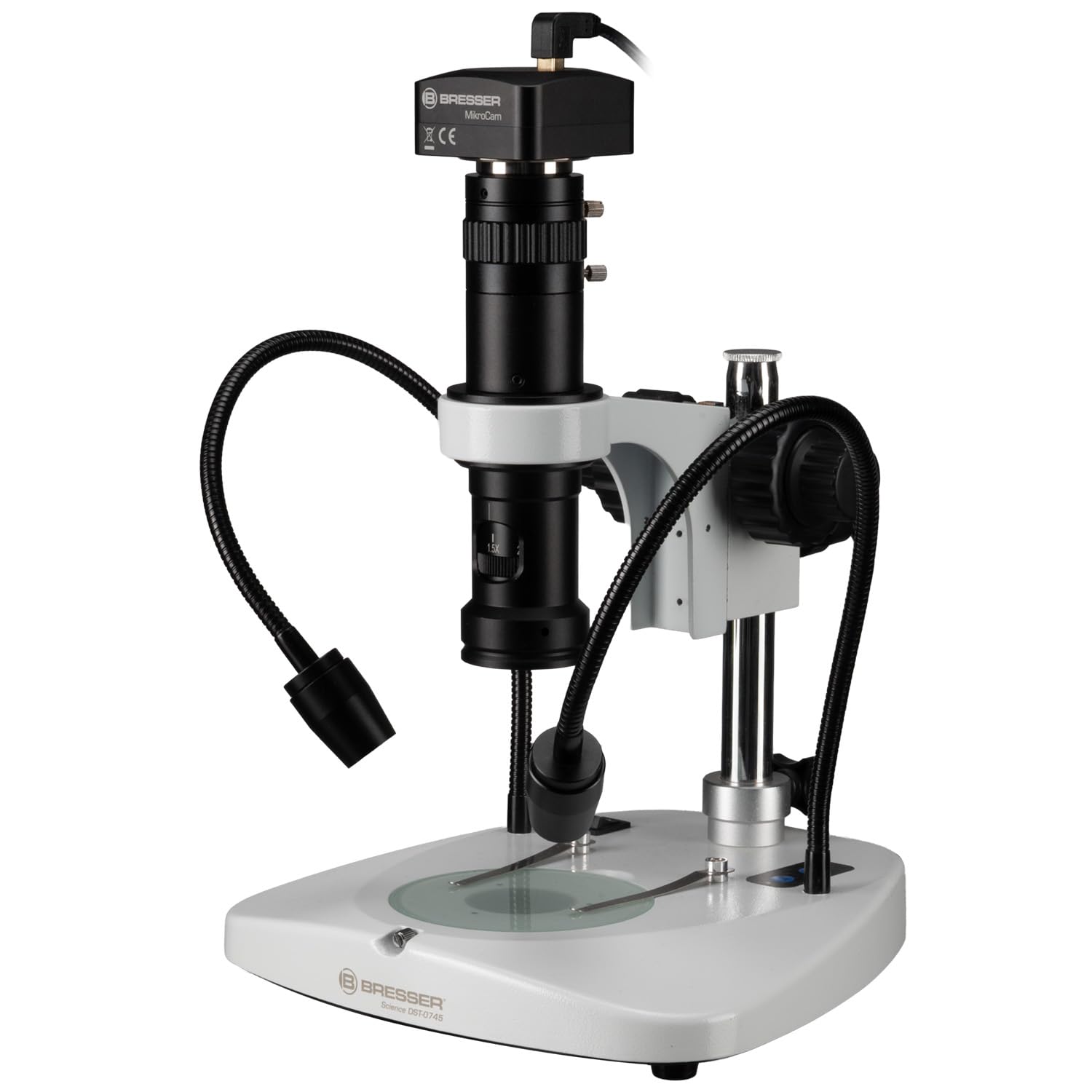 Bresser Digital Mikroskop mit Kamera 0,7X-4,5X Zoom, 5 MP, USB 2.0 | Auflicht und Durchlicht, Flexible LED Lampen, Windows PC, Fokus Stacking, Messfunktion, Elektronikreparatur, Löten