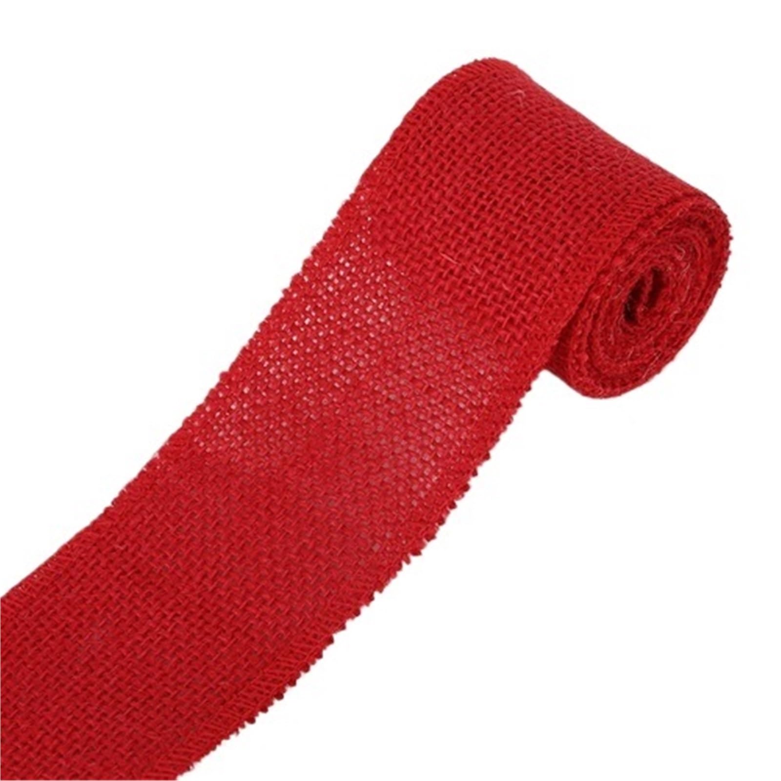 Burlap Fabric Roll 2M Width 6cm Colorful Natural Jute Burlap Ribbon Fabric Hessian Trims Tape Rustic Wedding Flower Party Decoration(Red)