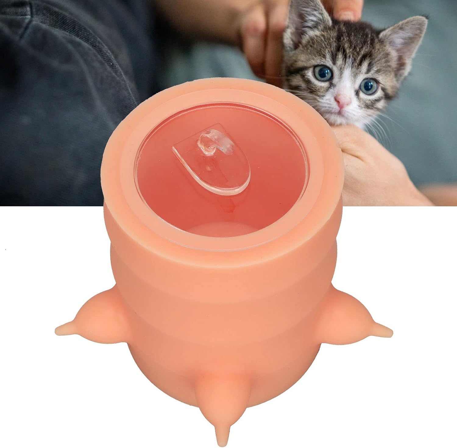 Generic 400ml Pet Milk Feeder, Food Grade Silicone Puppy Kitten Nursing Station with 4 Nipples Anti Flatulence Design, for Small Newborn Pets Multi Pacifier Feeding