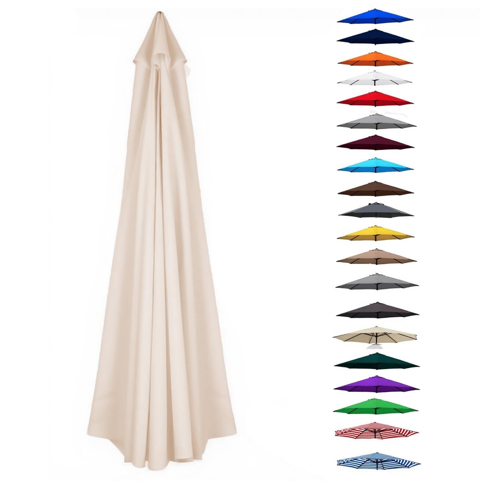 UV30+ Waterproof Garden Parasol Umbrella 2.0-4.0M – Outdoor Sun Shade Canopy For Patio Beach Pool Lawn & Deck – 6/8 Rib Design(OffWhite,(8Rib) 2.0m/6.5ft)