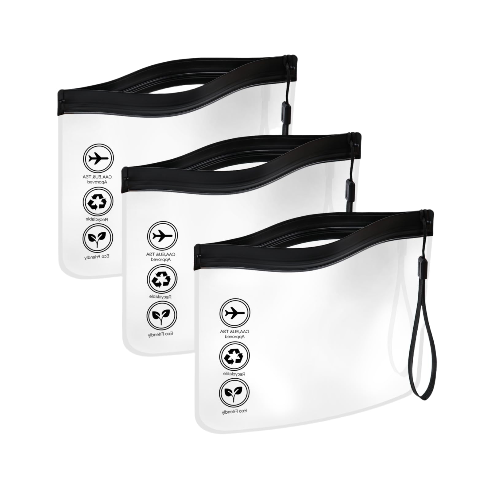 ENNSOO Clear Makeup Bag, Water Proof Travel Toiletry Bags For Women Men, Portable Travel Size Toiletries, Can Be Used To Hold Cosmetics And Liquids, 3 Pcs, Black