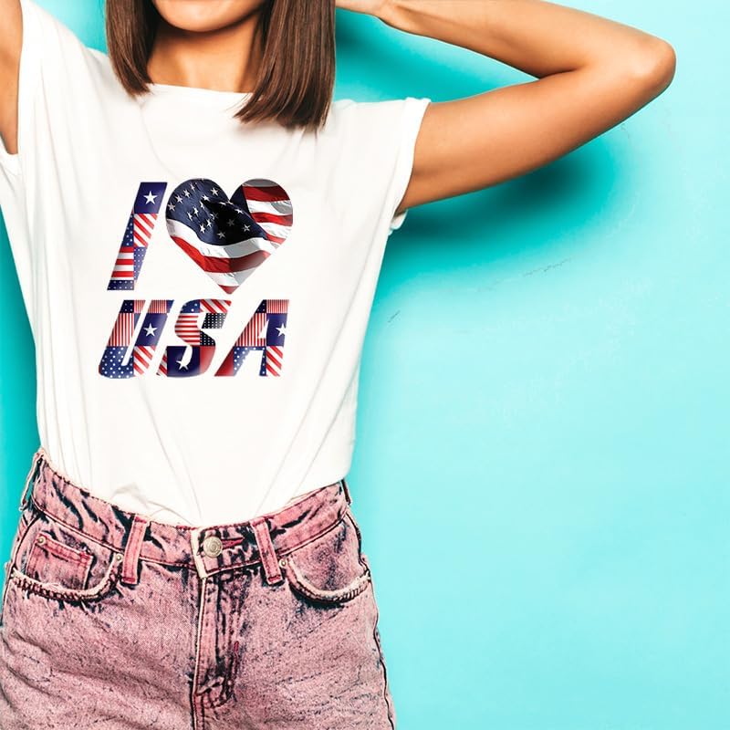 Miniatura 3 de Puff - Vinilo de transferencia de calor con estampado americano (estrellas blancas sobre azul, 12 x 20 pulgadas), papel de transferencia de prensa