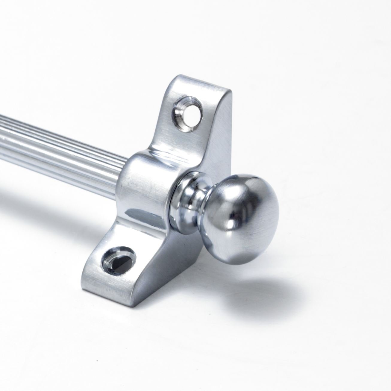 Fluted Quality Stair Rods 3/8" x 28.5" Satin Chrome Reed bar Round Finial
