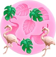 Vista 6 de ZiXiang Molde de silicona de hojas tropicales de flamenco, helecho, hojas de Monstera, moldes de fondant para decoración de cupcakes, decoración