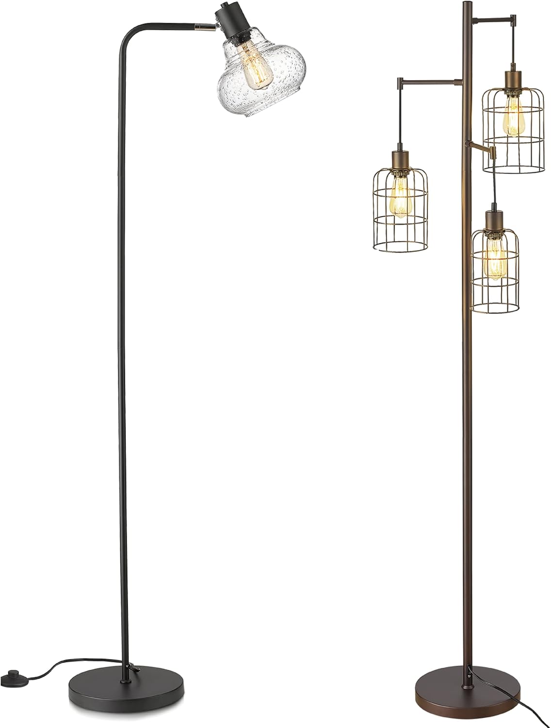 ELYONA Industrial Floor Lamp & Upgraded Stepless Dimmable Tree Floor