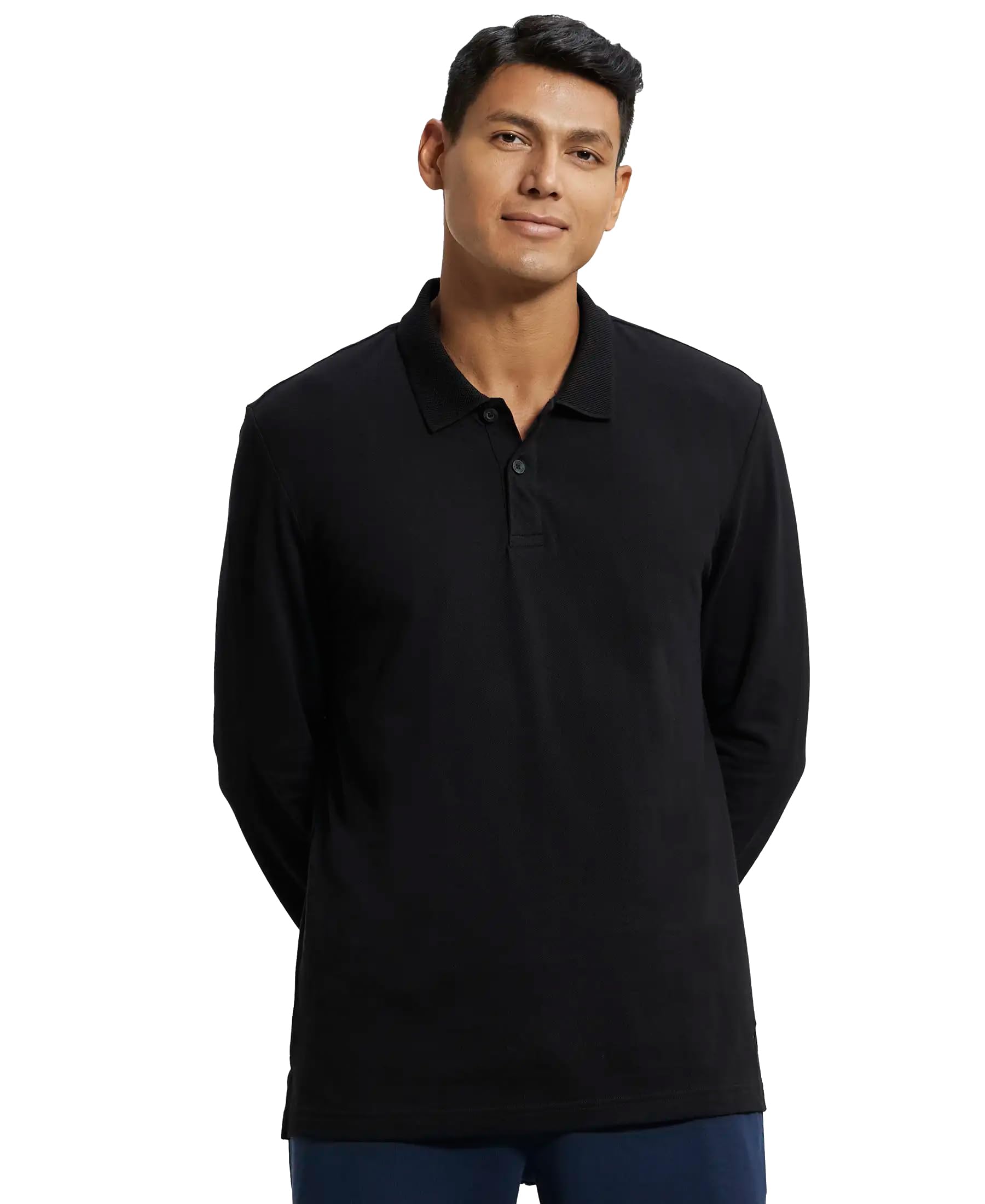 jockey Men Super Combed Cotton Regular AM96 Rich Solid Full Sleeve Polo T-Shirt with Ribbed Cuffs-picture-27