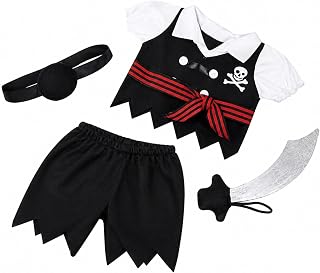 Pirate Outfit Plush Stuffed Animal Costume for 6-10 Inch Teddy Bear Doll Gift for Ḳids