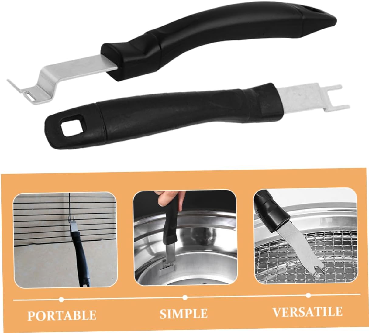 Levemolo 6pcs Stainless Steel Grate Lifter Grill Gripper for Camping Baking