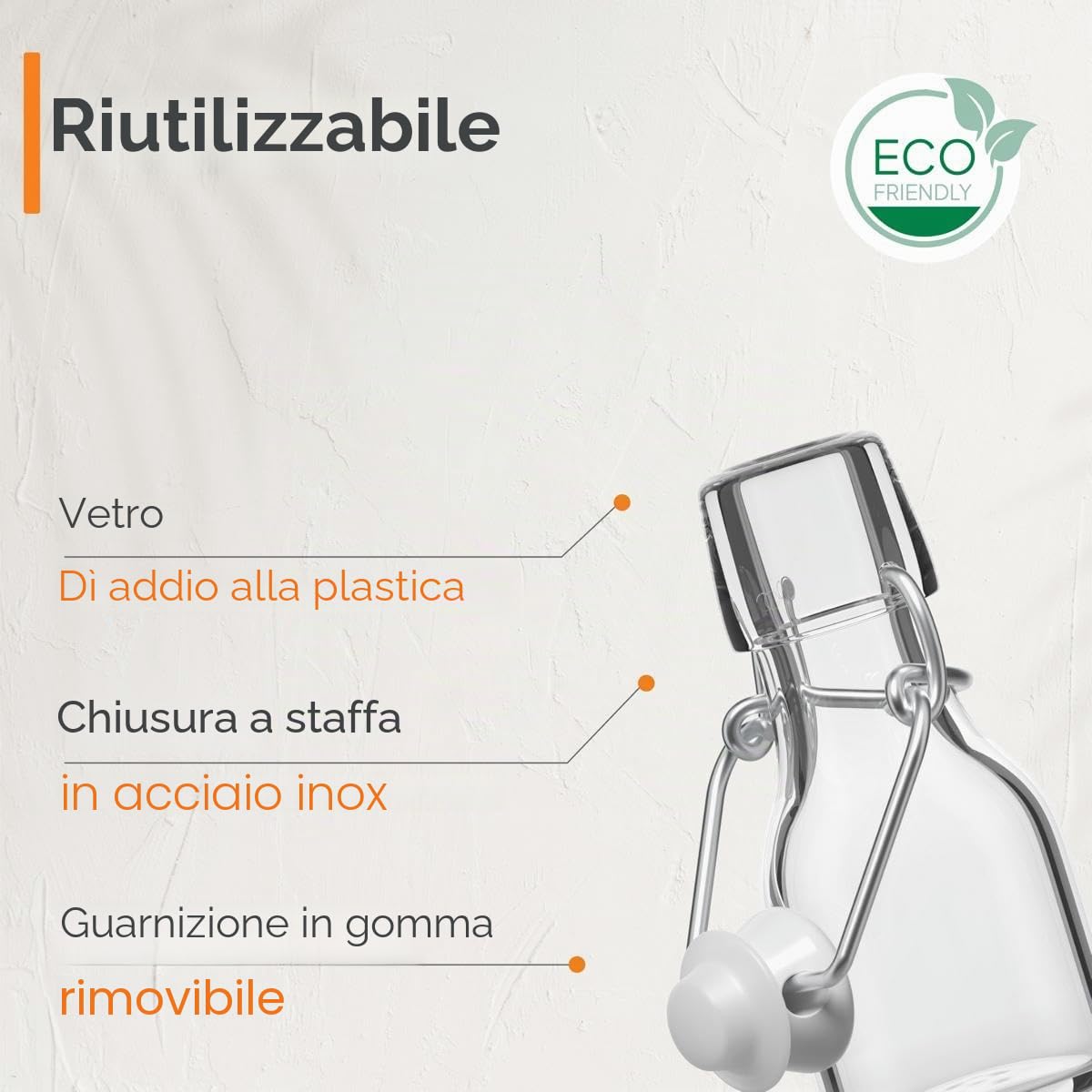 Set di 48 Bottiglie in Vetro da 60ml con Chiusura Ermetica - Bottiglia per Olio, Vino, Liquori, Acqua, Birra, Succhi di Frutta, Conserve e Latte - Bottigliette di Vetro piccole