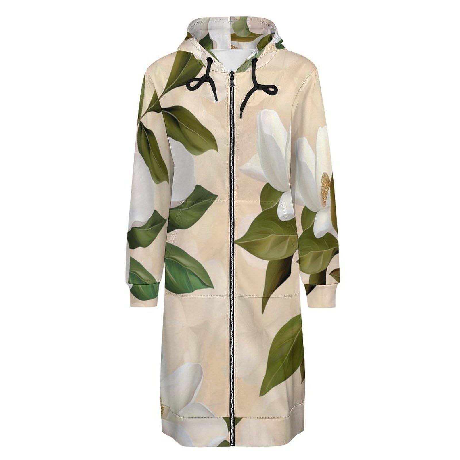 Felpa Donna con Zip Felpe Sportiva con Tasche E Cappuccio Magnolia Bianca Morbida Invernale Giacca Regolabile Confortevole per Uso Quotidiano Casual