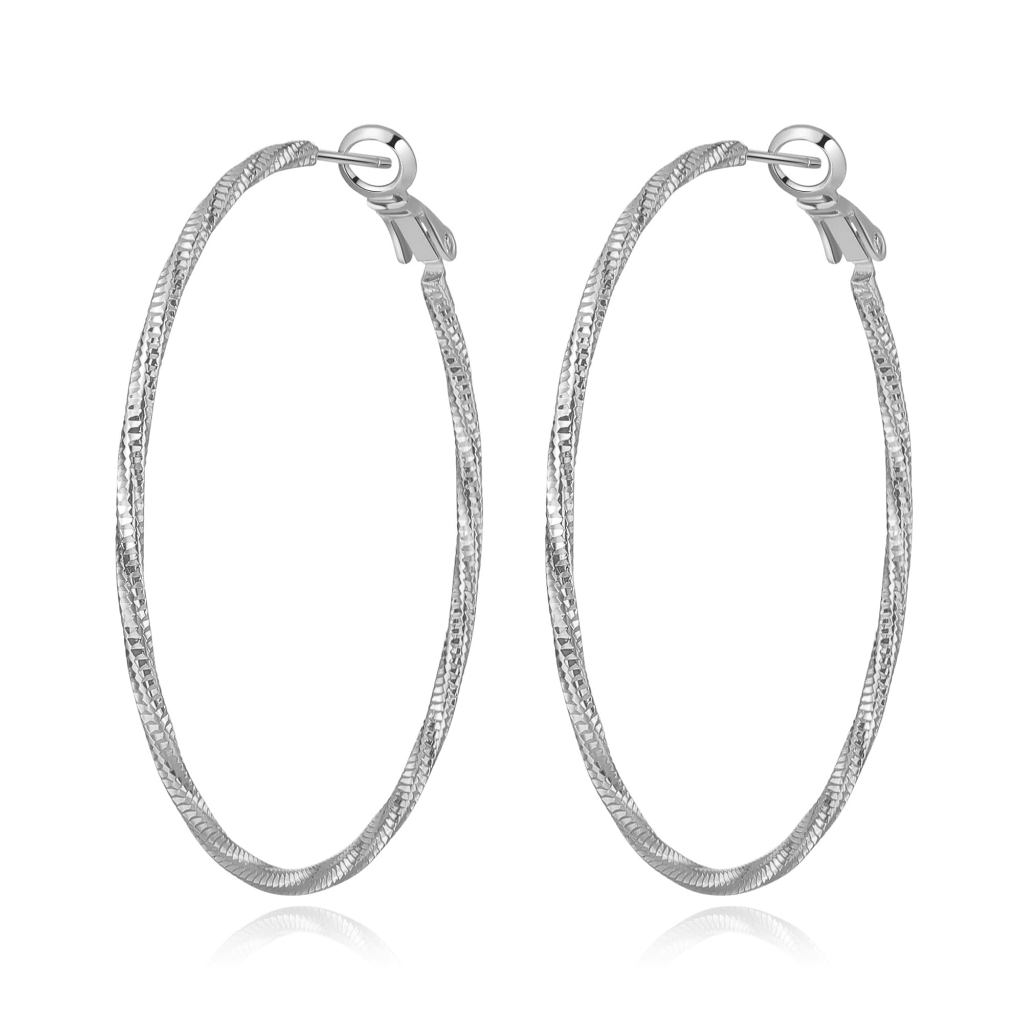 DAILY VIBES Thin Big Gold Hoop Earrings for Women Dainty 925 Sterling Silver Post Loop 14k Gold Plated Diamond-Cut Twisted Large Hypoallergenic Hoop