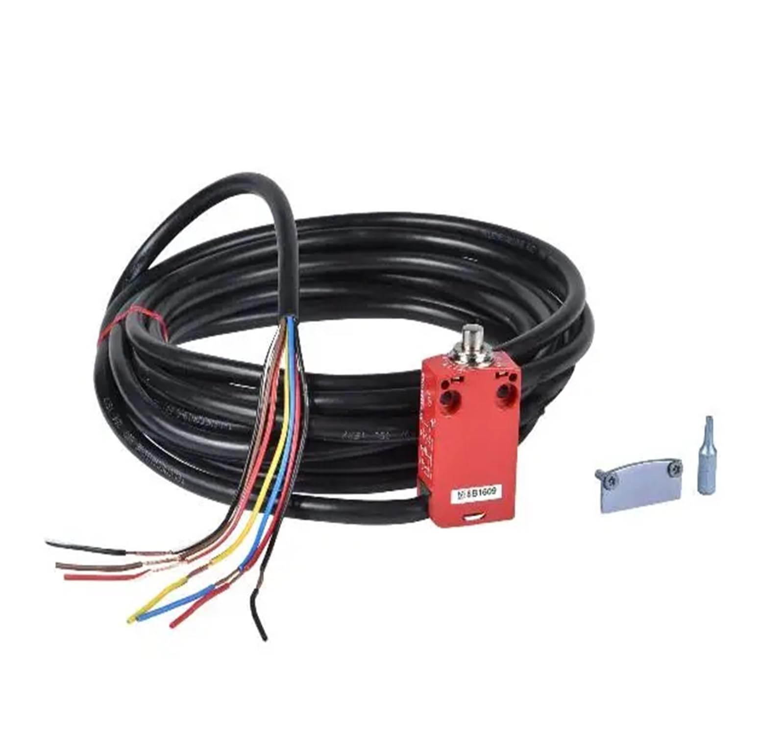 Interrupteur de fin de course XCSM3902L5 en métal robuste avec poussoir à galet et câble intégré