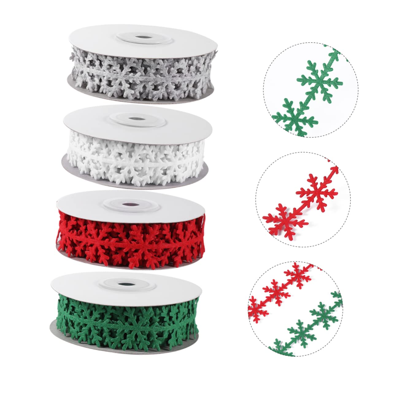 Anneome 4 Rollos Cinta Navideña con Estampado de Colores Rojo Verde Gris y Blanco para Manualidades y Embalaje de Regalos Festivos