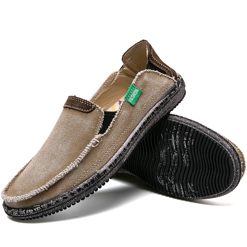 CASMAG Herren Casual Stoffschuhe Canvas Slip on Loafers Freizeit Vintage Flache Bootsschuhe