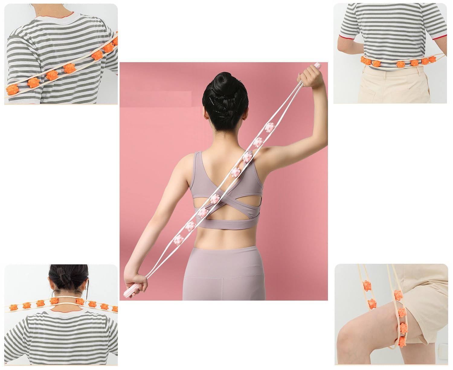 TINKDAS Ball Pull Back Strip Back Massager Roller Rope Massager Roller Rope Roller for Muscles Body Massager Leg Neck Massage Roller Silica Gel Roller Stick Active TINKDAS Ball Pull Back Strip Back Massager Roller Rope Massager Roller Rope Roller for Muscles Body Massager Leg Neck Massage Roller Silica Gel Roller Stick Active