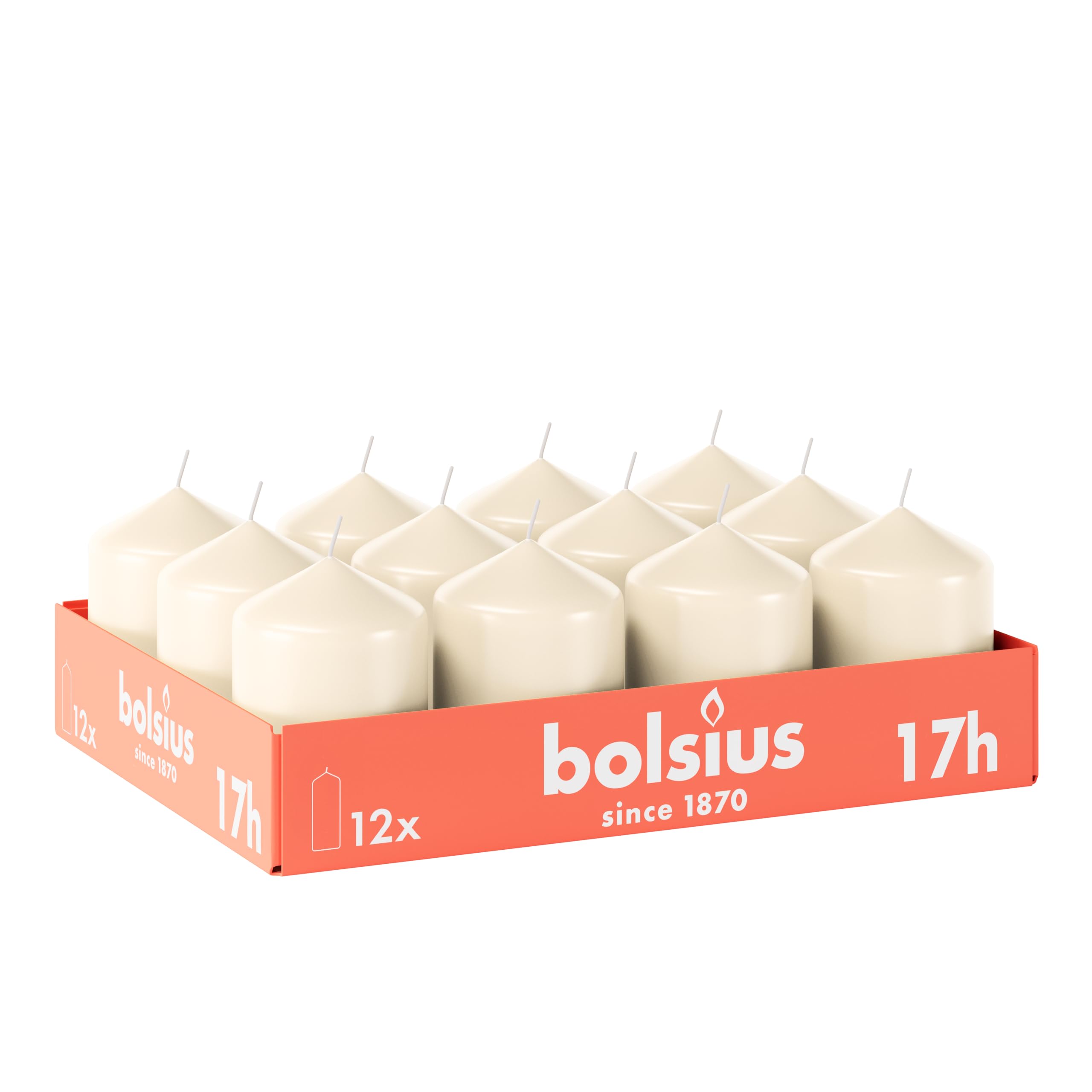Bolsius Smooth Pillar Candles, Ivory, Pack of 12-8 x 6 cm, Decorative Household Candles, Burn Time 17 Hours, Unscented - Image 4