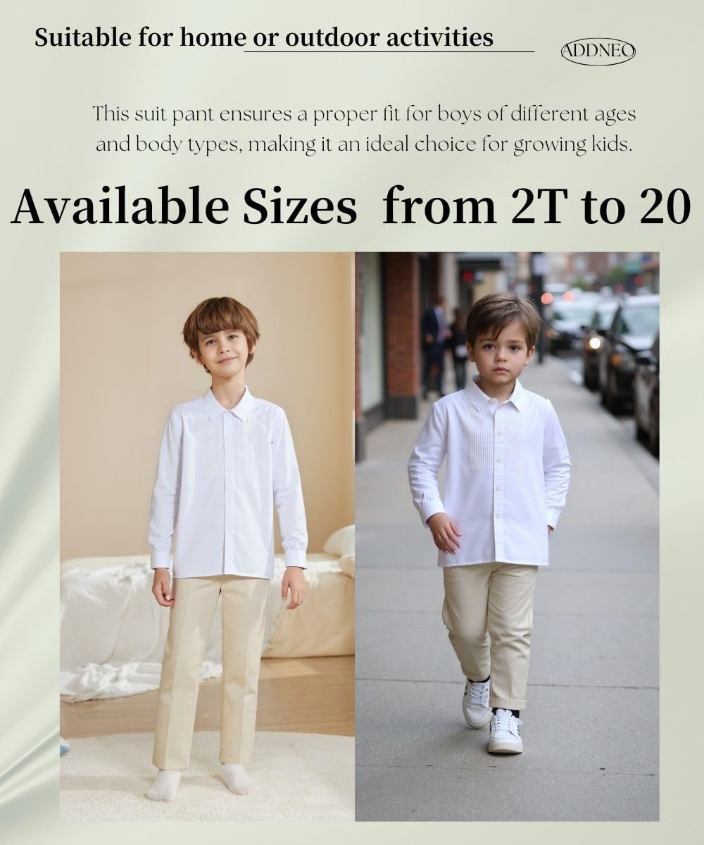Boys Adjustable Waist Relaxed Fit Pant Toddler Boy School Uniform Dress Pants