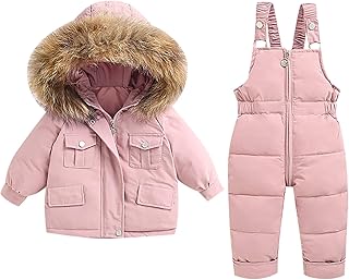 Traje de nieve de un solo color para invierno para niñas y, peto y chaqueta con capucha con cremallera para bebé de 1 año de edad