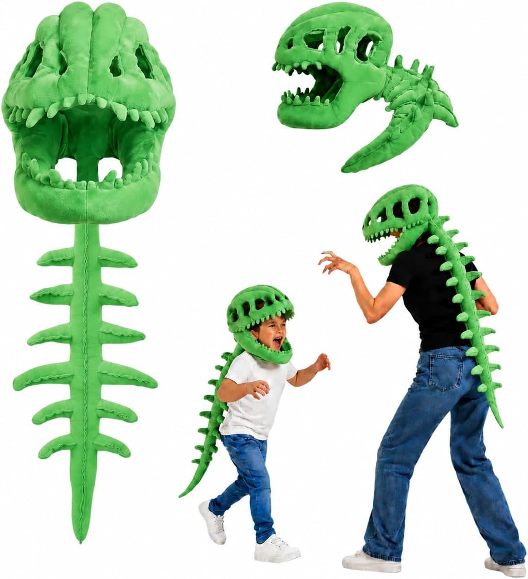 Dinosaur Skeleton Costume for Kids, Wearable 3D Dino Skeleton Plush Costume thumbnail