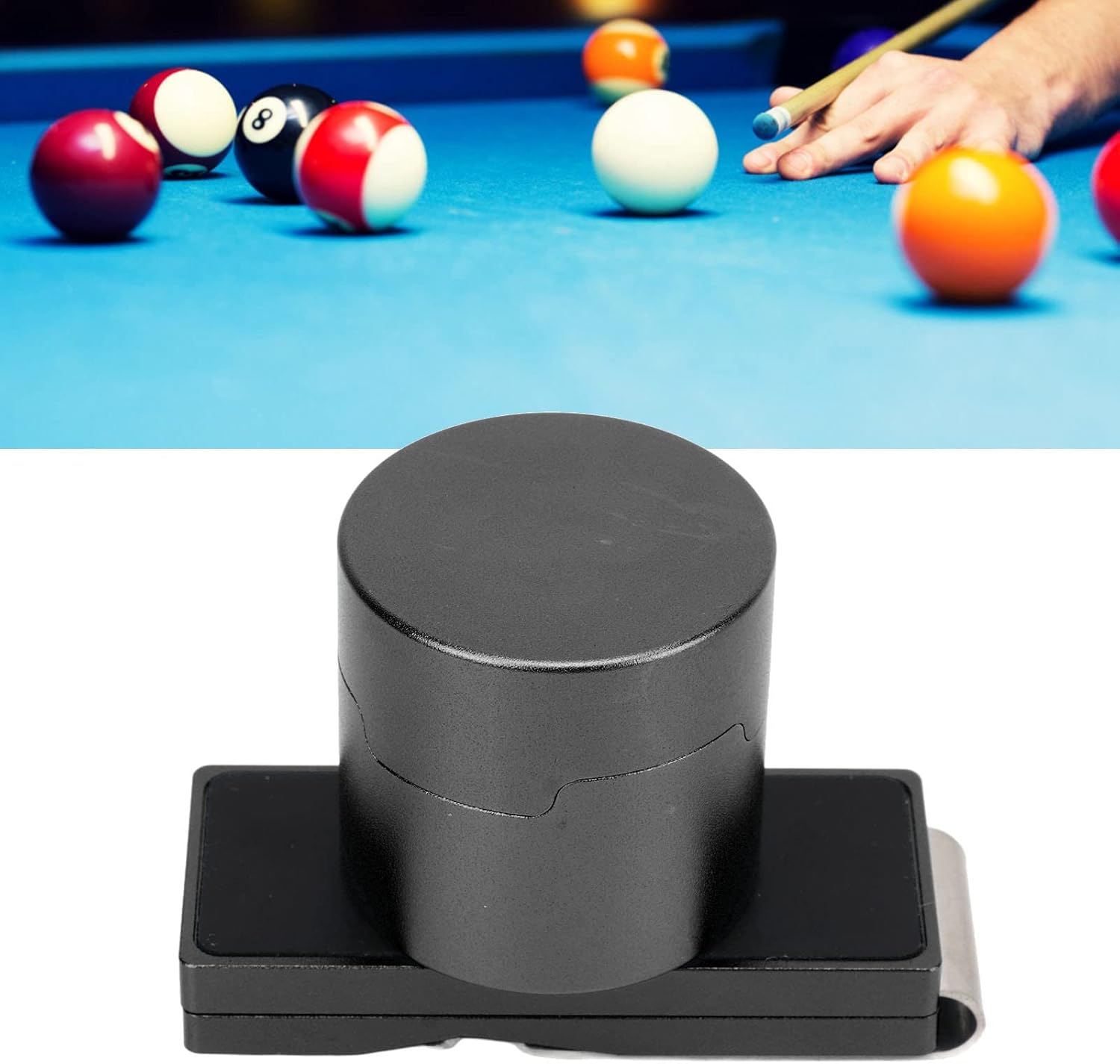 Chalk Holder Pool Billiards, Round Magnetic Pool Chalk Holder with Fixed Clamp, Aluminium Alloy Pool Cue Chalk Box with Sheet, Billiard Accessories for Home, Clubs image 2