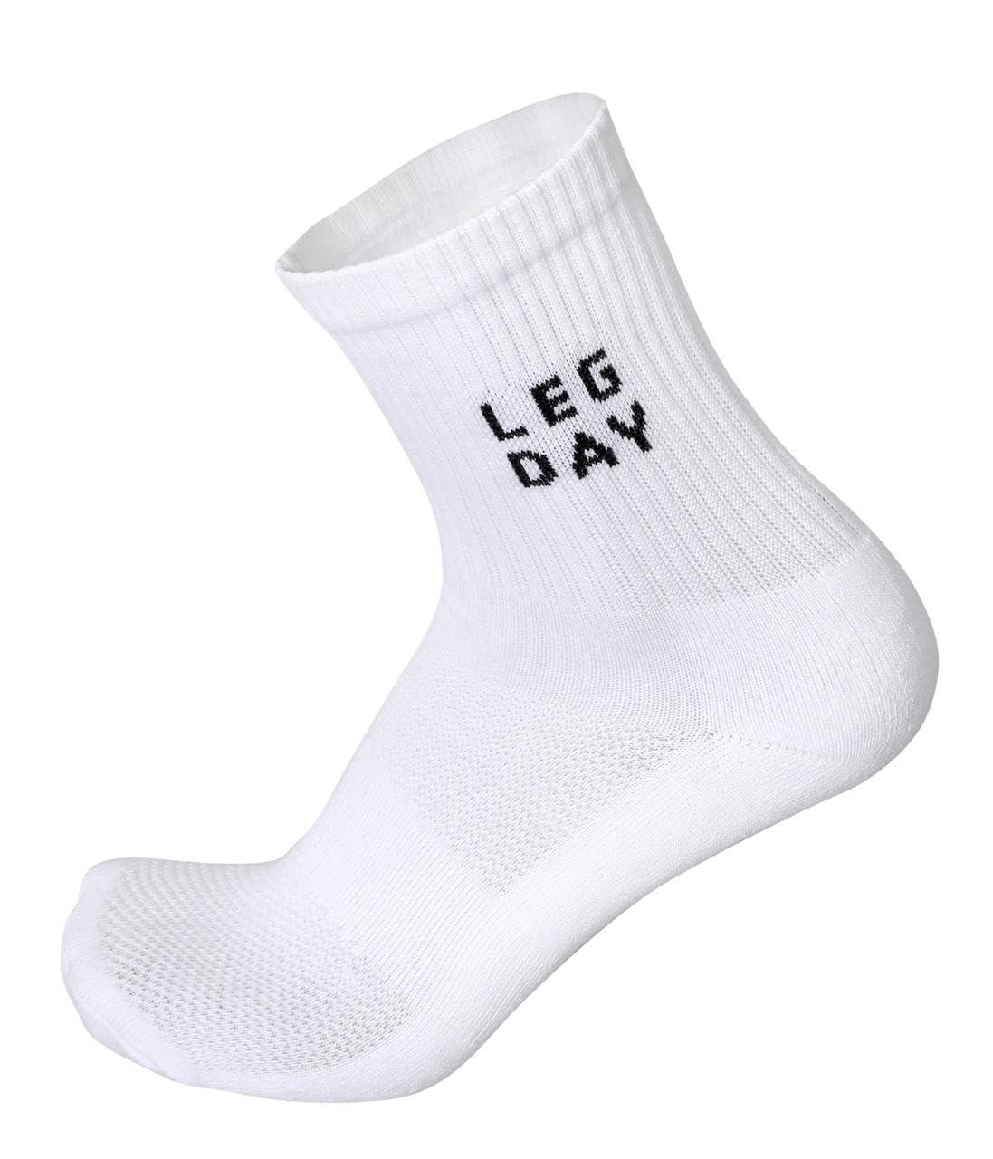 JIVAACHI Workout Crew Socks, Cotton, Mesh Top, Cushioned Sole, Pack of 5 Pairs, White, Free Size 1