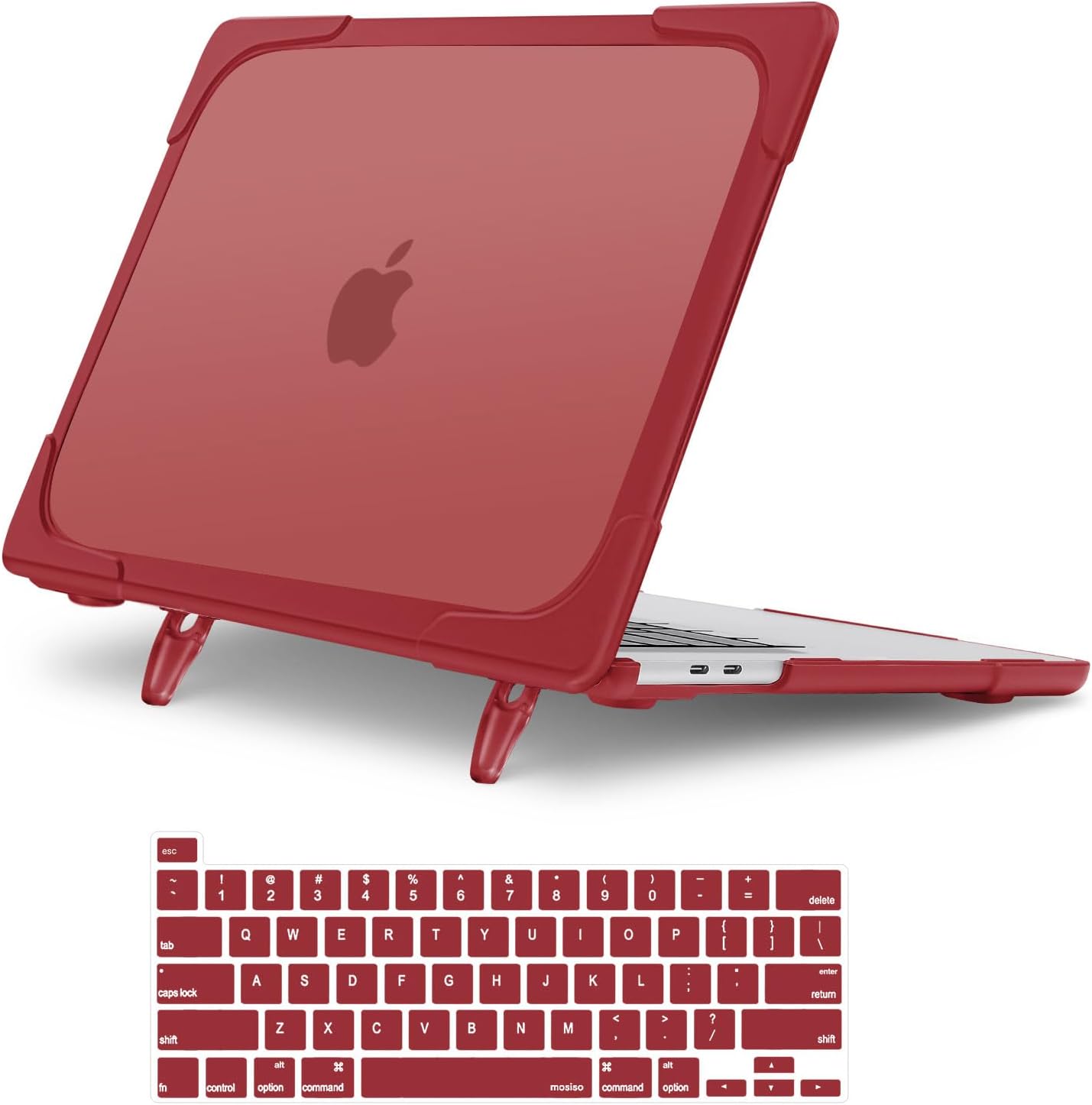 MOSISO Compatible with MacBook Pro 13 inch Case 2025 2024 2023 2022 2021 2020 M2 M1 A2338 A2289 A2251, Protective Heavy Duty Plastic Hard Shell Case with Fold Kickstand & Keyboard Cover, Red