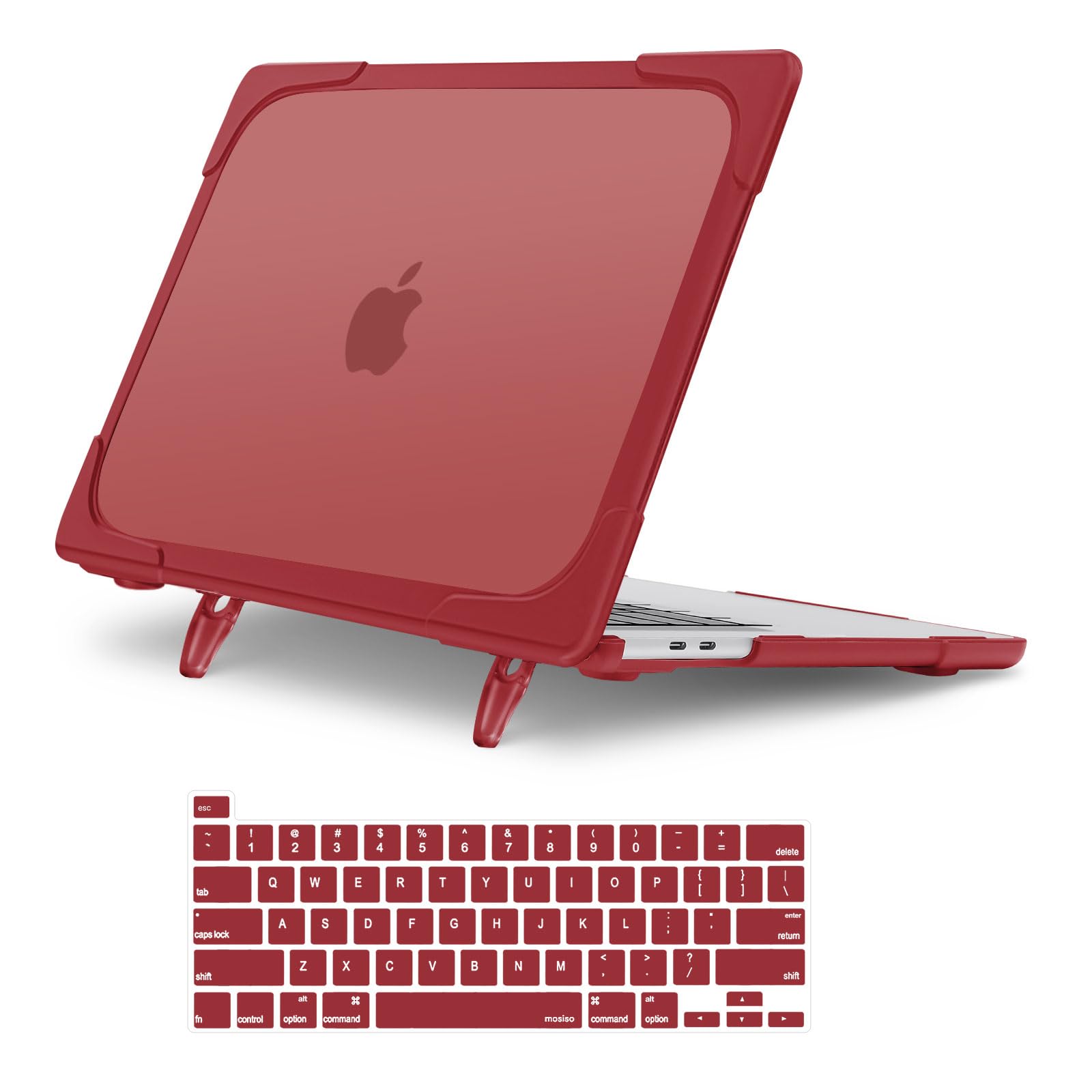 MOSISO Compatible with MacBook Pro 13 inch Case 2025 2024 2023 2022 2021 2020 M2 M1 A2338 A2289 A2251, Protective Heavy Duty Plastic Hard Shell Case with Fold Kickstand & Keyboard Cover, Red