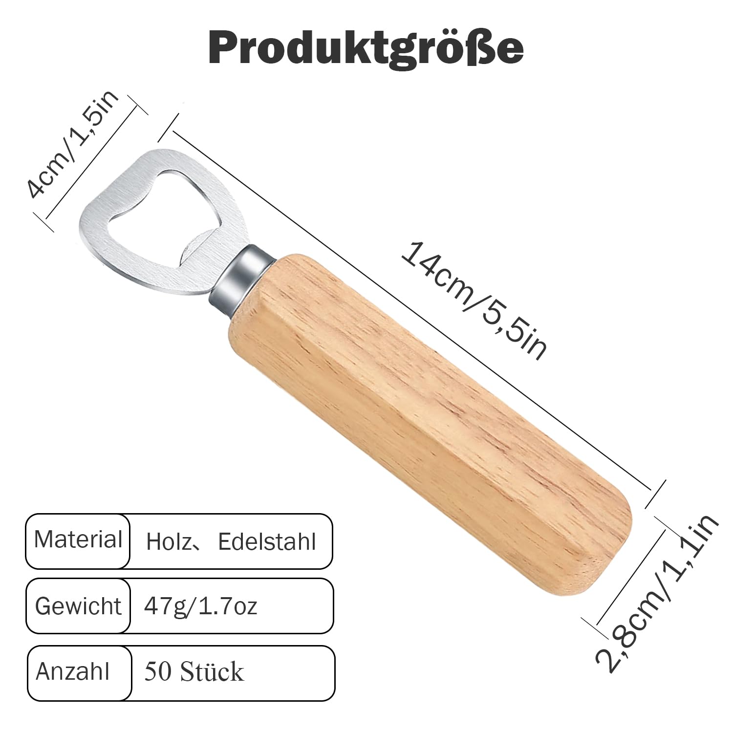 50 Pièces Décapsuleur Bois, Décapsuleurs Inoxydable, Design de la Poignée en Bois, pour la Maison, Cuisine, Bar, Ouvre Bouteille Cadeau