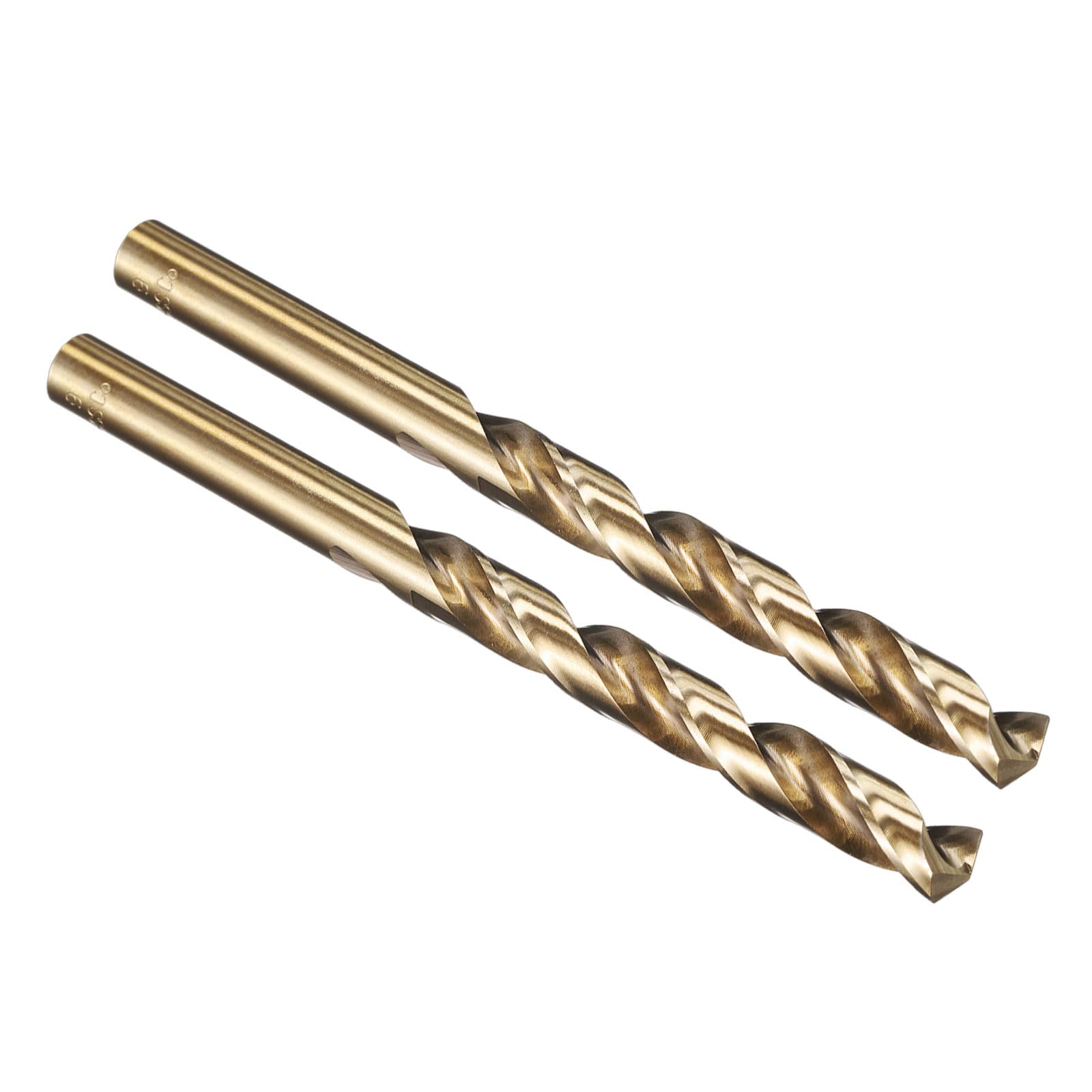 PATIKIL 9mm Drill Bit, M35 Cobalt 5% High-Speed Steel Jobber Straight Shank 135° Gold Finish for Stainless Steel Hard Metal - 2 Pack