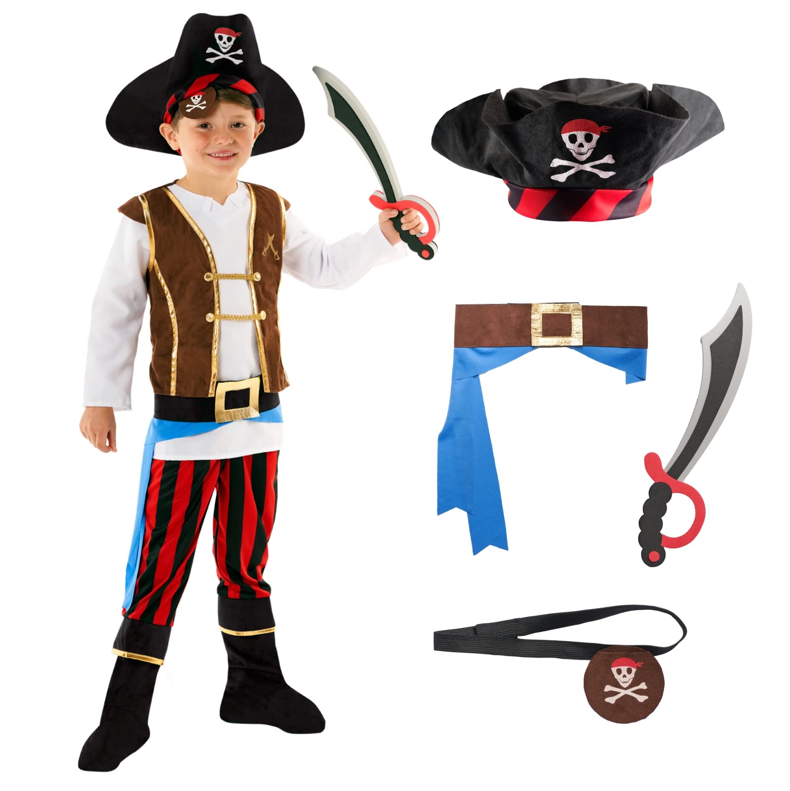MorphPirate Costume Kids Pirate Costume Boys Pirate Costume Boys 10-12 Boys Pirate Costume Size 7-8, 4-6 For Kids