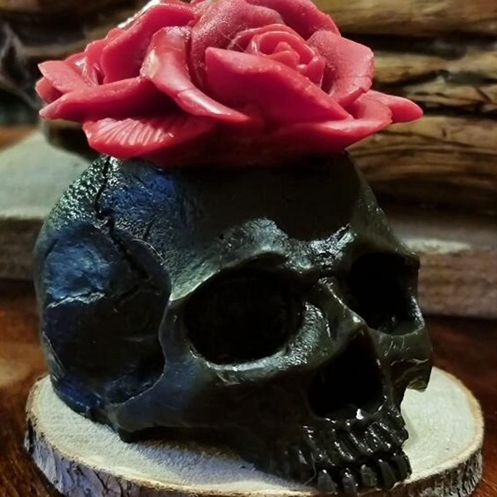 3D Rose Flower Skull Candle Resin Casting Mold UV Crystal Epoxy Resin Mold Handmade Human for Head Skeleton Silicone MOL