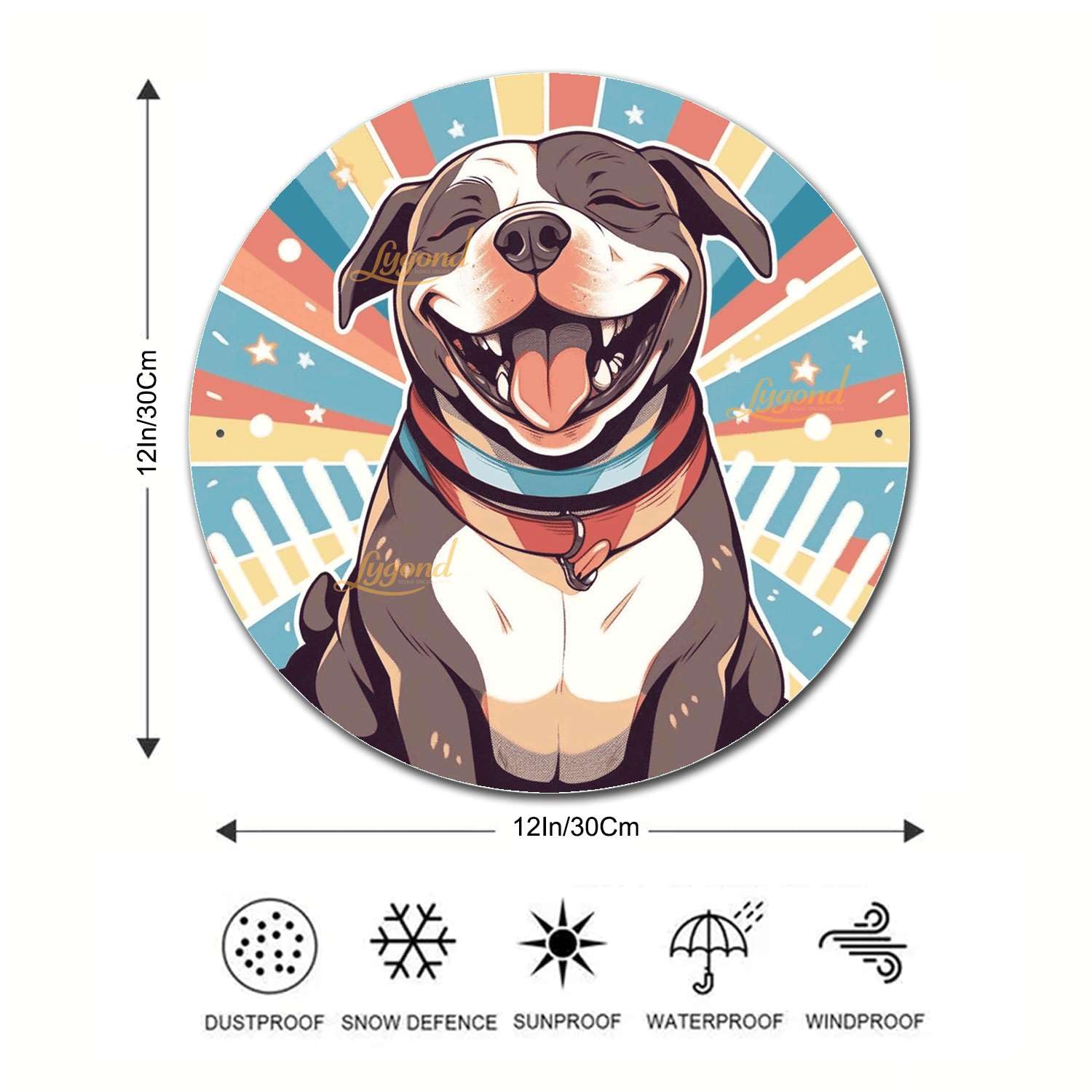 Amazon.com: Lygond Metal Sign Tin Sign Wall Art Happy Pitbull Dog