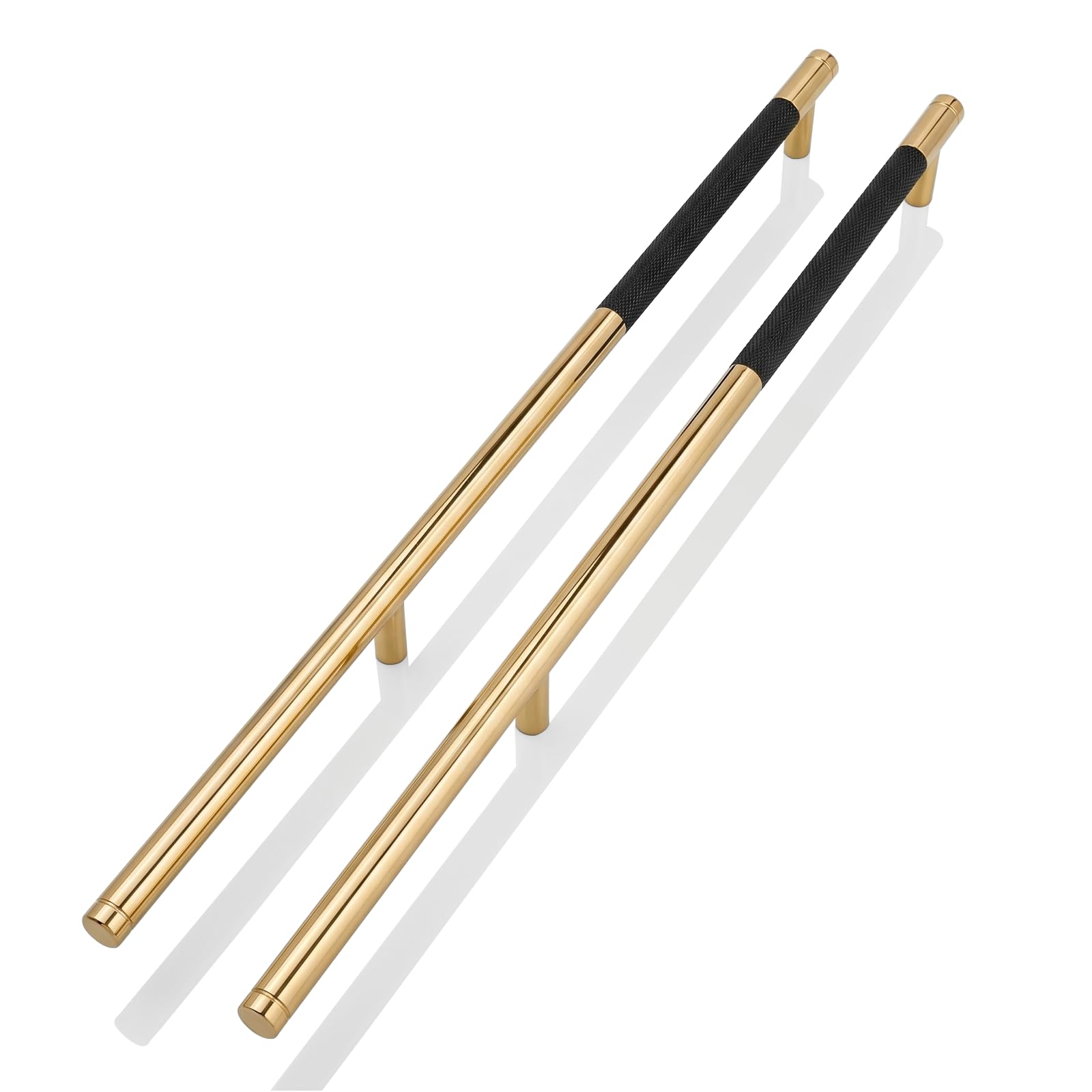 2 Tiradores para Muebles Modernos Dorados Distancia de Perforación 256mm Tirador de Cajón con Tornillos Para Armario de Cocina, Armoire, Librería, Tocador (Negro Dorado)