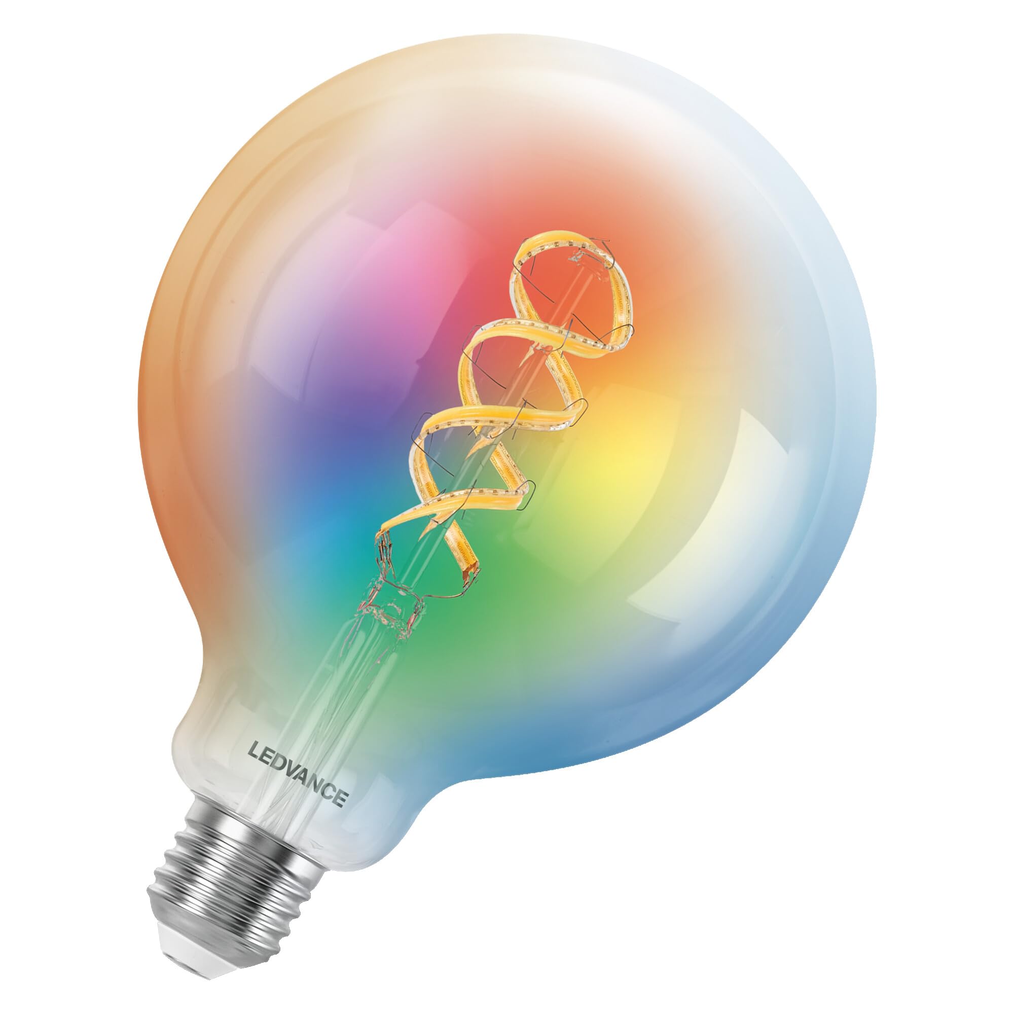 LEDVANCE SMART+ MATT LED lampe, compatible avec Google, Alexa, Apple, Glass Blanc, 4,8W, 470LM, E27, Couleur Lumière et Lumière blanche, avec Vocal Control, jusqu'à 15 000 HRs, 4-Pack