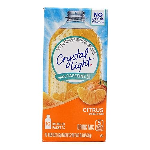 Crystal Light Mezcla de bebida en polvo de cítricos energéticos sin azúcar, 10 unidades (el embalaje puede variar)