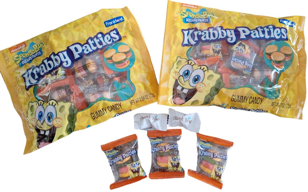 SB Krabby Patty Gummy Candy 2 pack bundle plus 2 bonus buttermints BUNDLE Perfect for Halloween, Easter, Stocking Stuffers, Pinatas, Parties and much more!