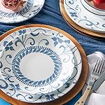 Corelle 12-Piece Service de set de vaisselle pour 4, Résistant à la puce, verre, Artémis, Vitrelle